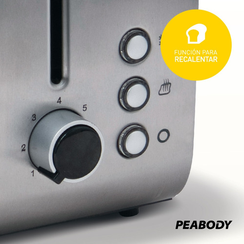 Imagen 4 de 10 de Tostadora 4 Panes Acero Inoxidable Peabody T8520 Con Cuotas