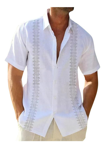 Camisa De Manga Corta Para Hombre, Estilo Guayabera