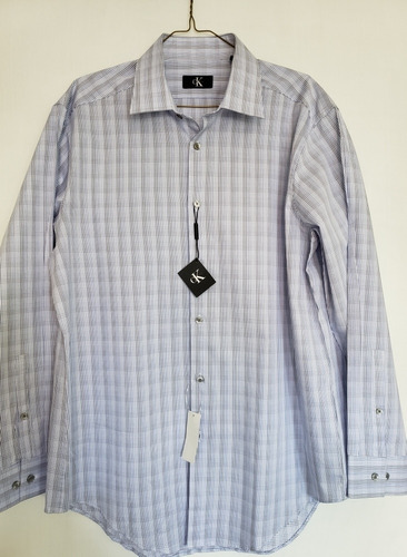 Calvin Klein - Camisa Purple Multi (l / 16 1/2  32-33) Regul