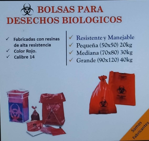 Bolsas Para Desechos Biológicos 50x50, 70x80, 90x120