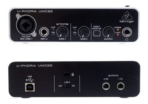 Imagen 4 de 5 de Placa De Audio Behringer Umc22 Interfaz Usb 48v
