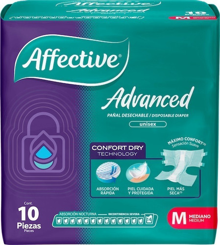 Pañal Affective Advance Para Adulto Talla M Caja 8b/10 Pzas