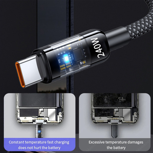 Cable De Carga Rápida De 240 W, 10 A, Línea De Datos Usb Tip