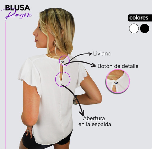 Imagen 6 de 10 de Blusa Mujer Suelta Verano Mangas Volado Fiesta Vestir Chic