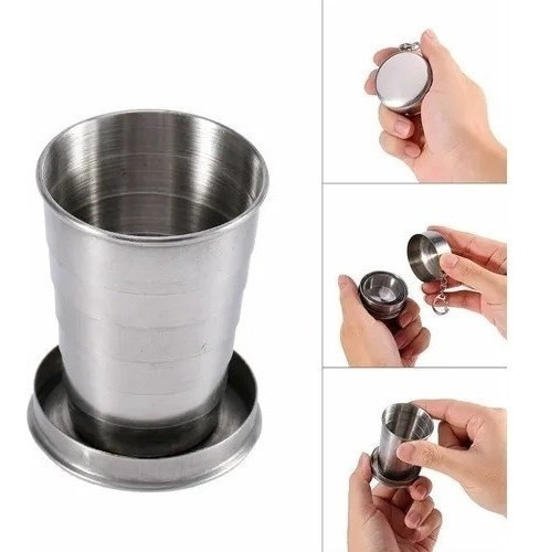 Vaso Plegable Telescopico Mediano 140 Ml Acero Inoxidable