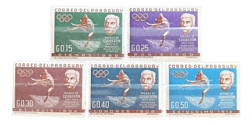 Paraguay Deportes, Serie Sc 736-740 Coubertin 63 Mint L16994