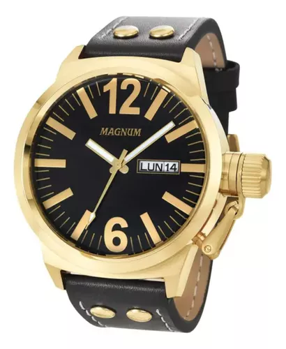 Relógio Masculino Magnum Dourado Original 2 Anos Garantia