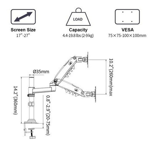 Imagen 6 de 8 de Soporte Para Monitor A Escritorio Brazo Ergonomico Nb H80