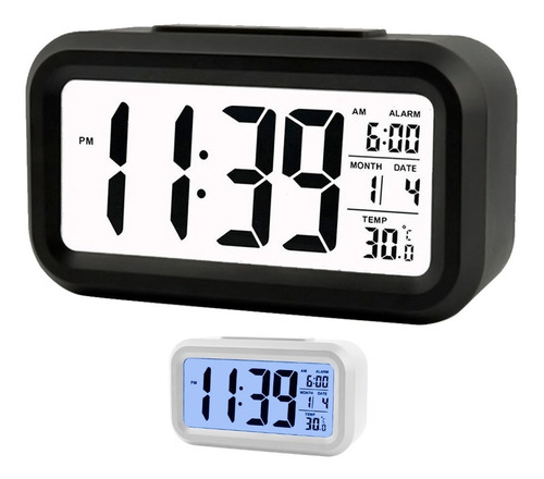 Imagen 1 de 10 de Reloj Despertador Digital Cristal Liquido Alarma Temperatura