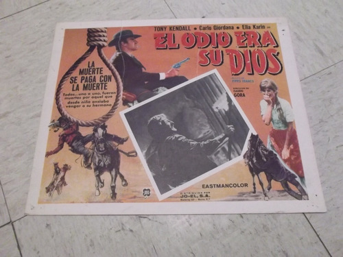 Vintage Cartel De Cine De Tony Kendall El Odio Era Su Dios!