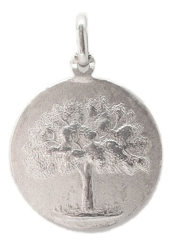 Medalla Árbol De La Vida - Plata Blanca - Grabado - 24mm