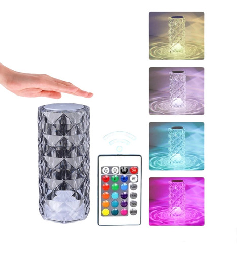 Lampara De Mesa De Cristal +16 Colores Con Control Oferta