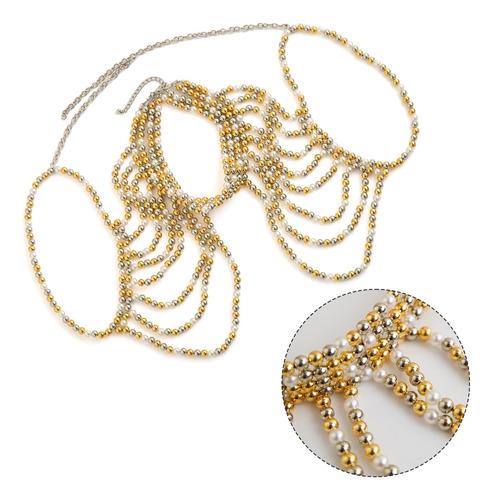 (a) Collar Lujoso Con Cadena De Cuello De Perlas Y Borlas Vi