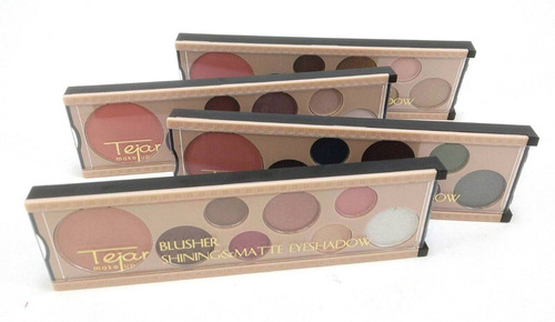 Set De 4 Unidades Maquillaje Paleta 7 Sombras Ojos + Rubor