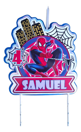 Topper Vela Spiderman Hombre Araña Cumpleaños Personalizado