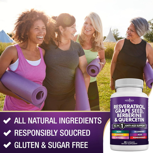 New Age Resveratrol 6000mg Berberina 3000mg Semente De Uv...