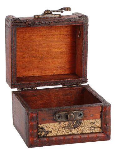 Contenedor De Madera Para Joyas Map Mini Storage, Vintage, H
