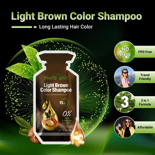 Herbishh Hair Color Shampoo 10 Sachet +1 Argan Hair Mask Pou