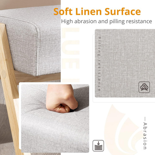Taburete Para Pies, Taburete Pequeño De Lino Gris Claro, 13