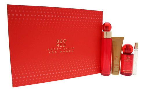 Set De Regalo Perfume Perry Ellis 360 Red, 4 Piezas, Para Mu