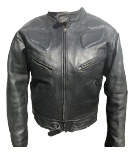 Moda Motociclista Biker Bomber Cuero Genuino Talla Extra Gde