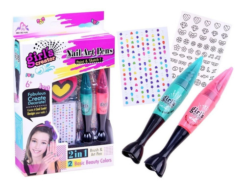 Girls Creator Set Para Decorar Uñas Nails Art Pens 