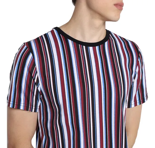 Playera rayada blanco y negro hombre hot sale