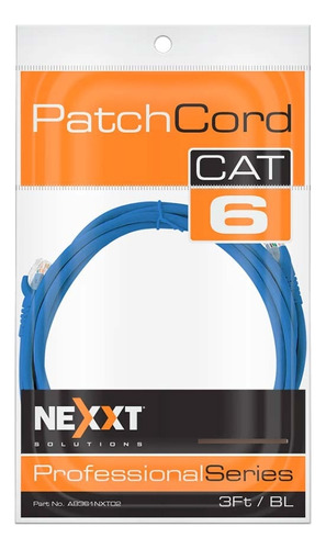 Cable De Red Patch Cord 3 Ft 1,10m Cat 6e Nexxt Azul
