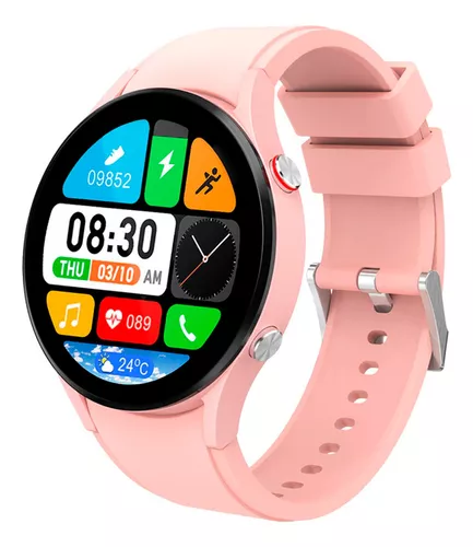Smartwatch Reloj Inteligente Hombre Mujer Android Noga Sw14 Color de la  caja Negro Color de la malla Rosa