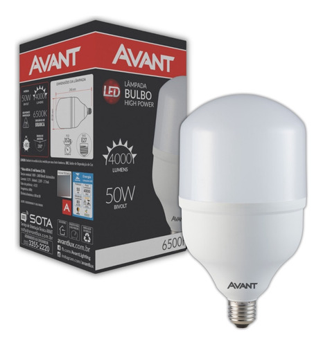 Avant Kit 10 Lâmpadas Led Bulbo 50w Alta Potência E27 - Cor Da Luz Branco-frio 110v/220v