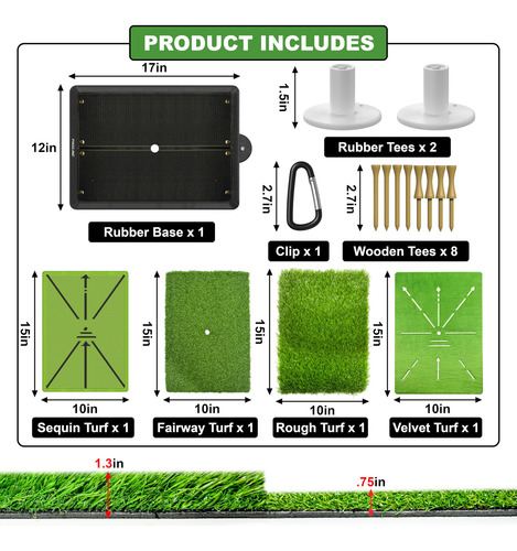 Parline - Tapete De Golf Para Golpear | 4 En 1 De Alta Calid