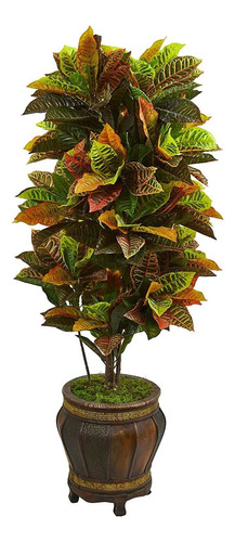 6434 Planta Artificial Croton En Macetero, 5.539, Verde