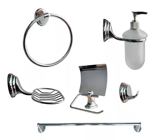 Juego De Accesorios Para Baño Negro Zinc 6 Piezas