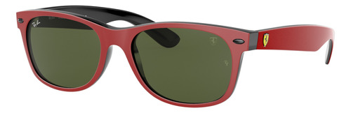 Anteojos de sol Ray-Ban New Wayfarer Scuderia Ferrari Collection Standard con marco de nailon color matte red, lente green clásica, varilla matte red de nailon - RB2132M