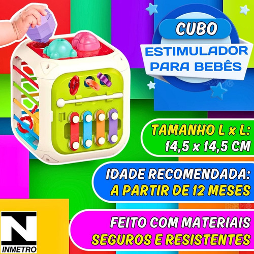 Kit Brinquedo Encaixe Para Bebê Turminha Pop + Cubo 7 Em 1
