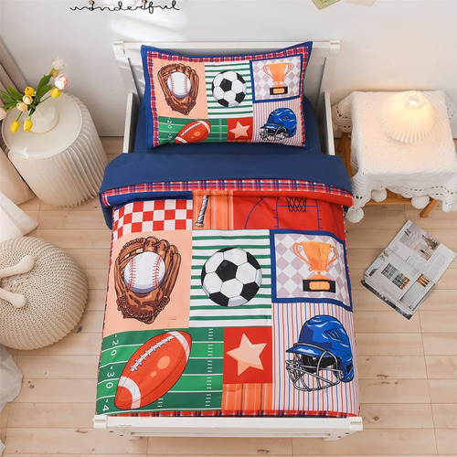 Un Bonito Patchwork De Deportes Nocturnos Para Niños Balonce