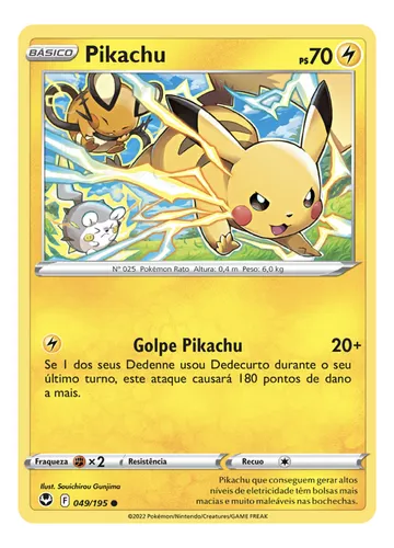 Carta Pokémon Pikachu ou Raichu Diversos Modelos Escolha Pronta