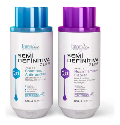 Kit Escova Semi Definitiva Zero 2x300ml Forever Liss