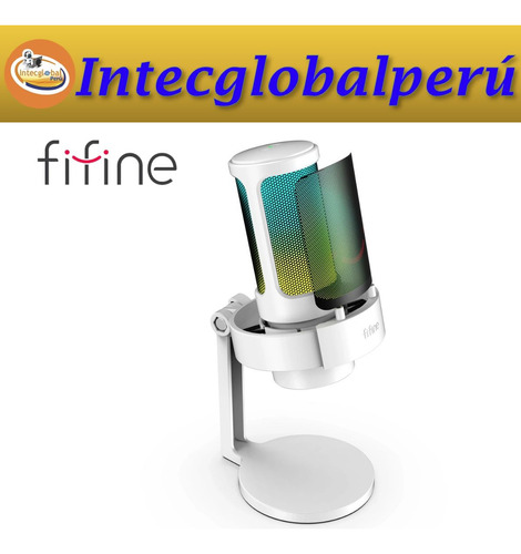 Micrófono Fifine Ampligame A8 Rgb Usb Cardioide - White