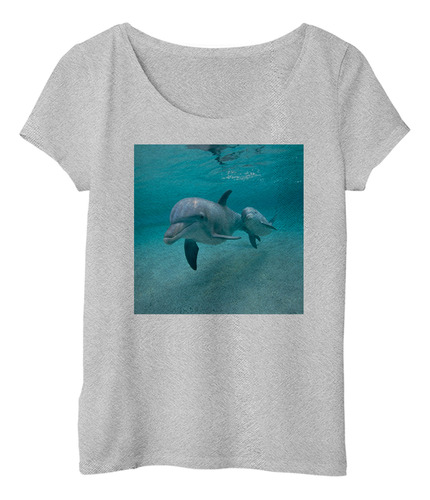 Remera Mujer Delfines Hijo Madre Nadando Juntos