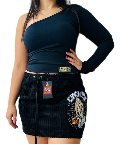 Conjunto Saia Cyclone Veludo + Cropeed Premiun