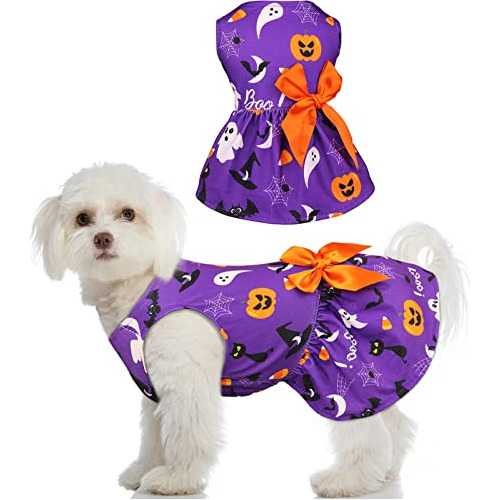 Blaoicni Blao7252015 Purple Halloween Disfraces De Halloween Para Perros Vestido De Halloween Para Perros Y Niñas Disfraces Elásticos Divertidos Par