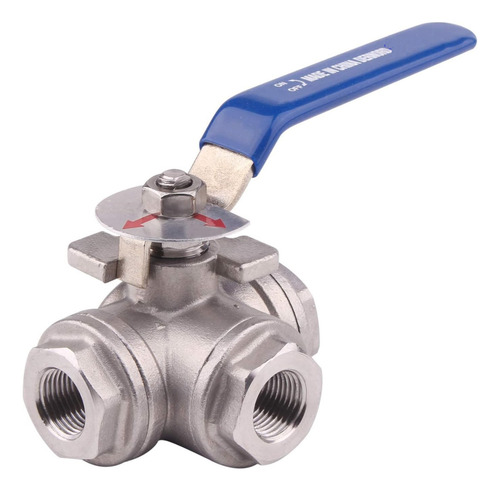 Válvula De Bola De 3 Vías D 1 1/2, Manual Inoxidable, Tipo L