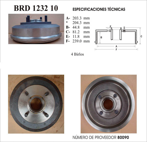 Tambor De Freno Trasero Ford Focus Zx3 2001 Ruville