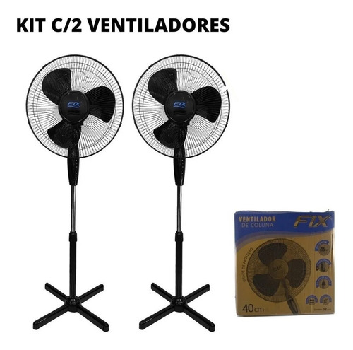 Kit 2 Ventiladores Coluna Pedestal 40cm Com 3 Pás 45w Diâmetro 40 Cm Frequência 60 Voltagem 110v