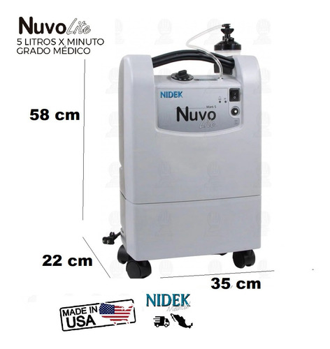 Imagen 2 de 10 de Concentrador De Oxigeno 5 Litros Nuvo Lite Nidek Gradomedico