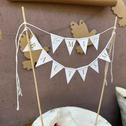 Cake Topper Mini Banderines Bautismo