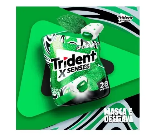 Goma Chiclete Trident X Senses Spearmint Pote 54g Com 28un