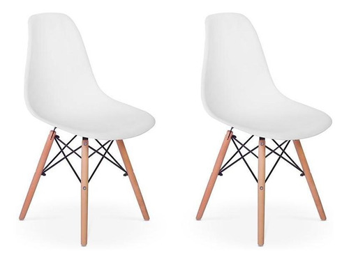 Conjunto 2 Cadeiras Charles Eames Eiffel Wood Base Madeira