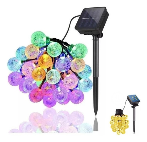 Luces Navideñas Solares Exterior Tira 30 Leds Guirnalda 6,3m